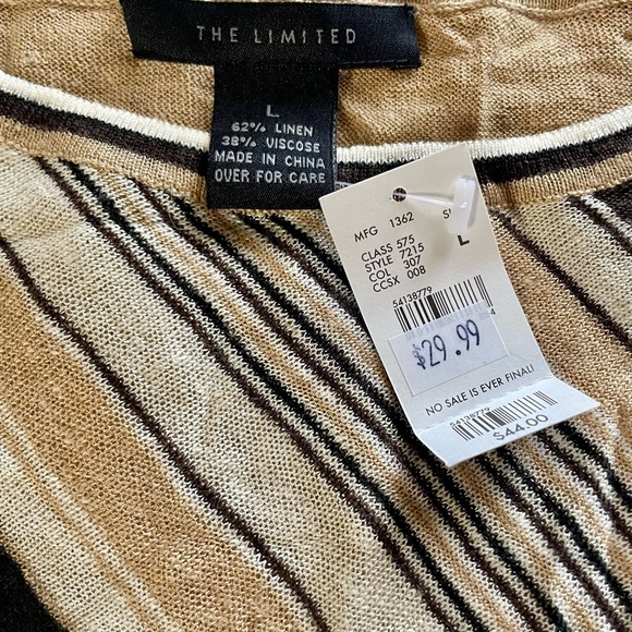 The Limited Diagonal Striped Tank Top in Black, White, and Tan - Picture 3 of 5